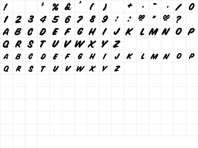 BlarneySCapsSSK Bold  glyph index
