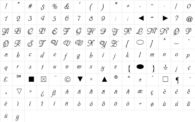 Cg Medium  glyph index