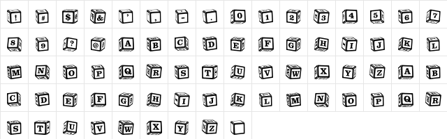 Childs Play Blocks  glyph index