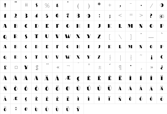 Attention Regular  glyph index