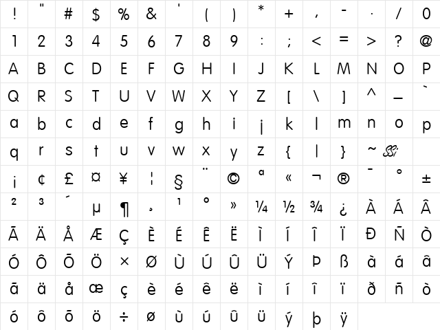 VAG Rounded Light SSi Thin  glyph index