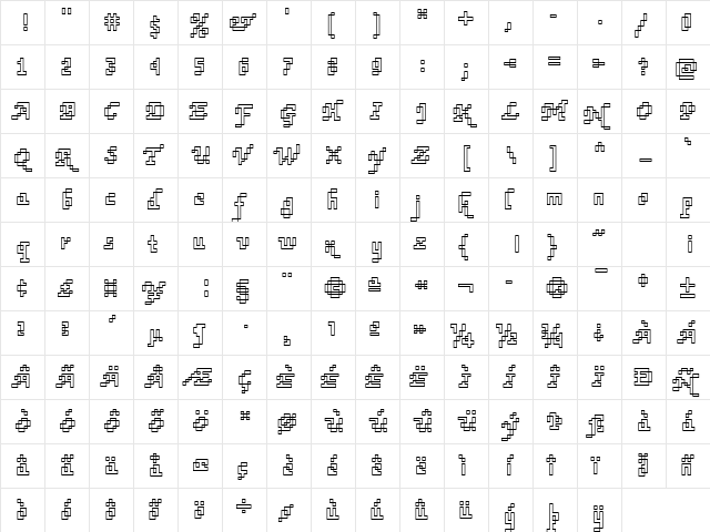 DTCRoughM73 Regular  glyph index