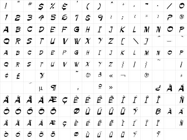 Hollow 6 Regular  glyph index