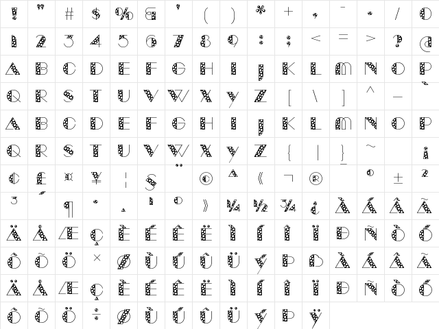 Manbow Spots  glyph index