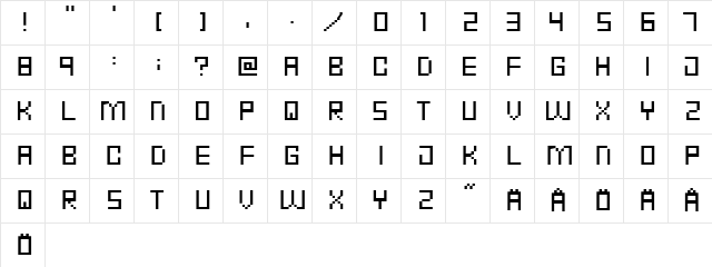 Punk Rock Font Condensed Thin  glyph index