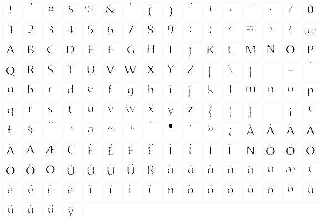 AdvertRough One  glyph index