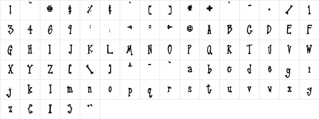 PC Dented Regular  glyph index