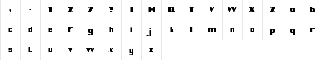 RM 7even Regular  glyph index