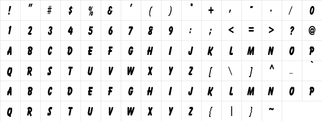 Haverford Condensed Regular  glyph index