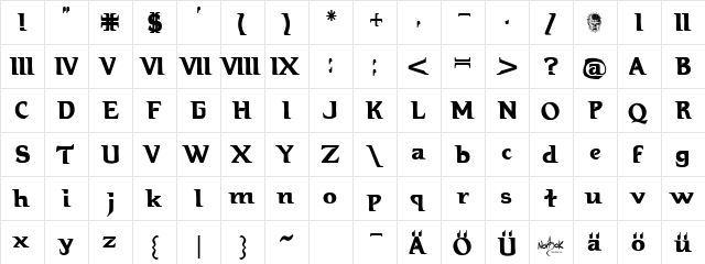 Hellraiser3 Regular  glyph index