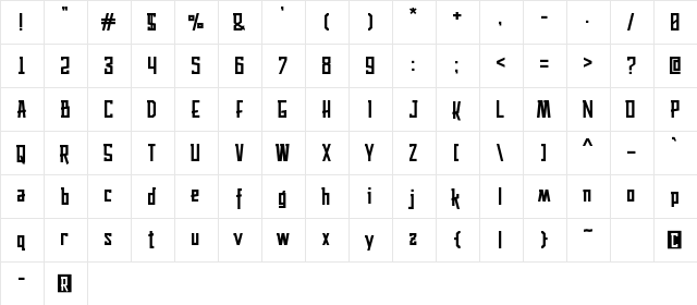 Husaeni Regular  glyph index