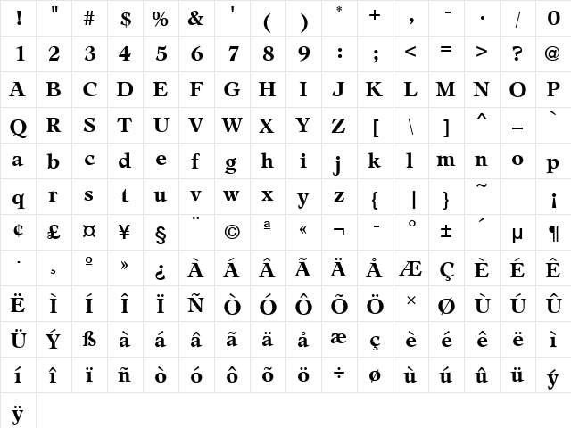 AdroitURWTBol Regular  glyph index