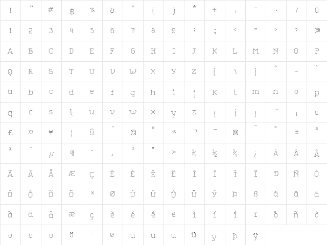 dbpoints Regular  glyph index