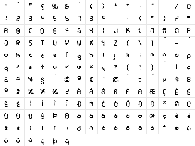 FZ DIGITAL 10 MANGLED Normal  glyph index