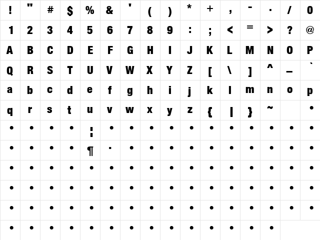 Loving27 Regular  glyph index