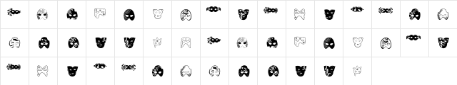 Mascaras de Veneza Regular  glyph index