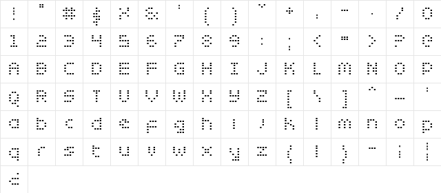 Zado Bold Bold  glyph index