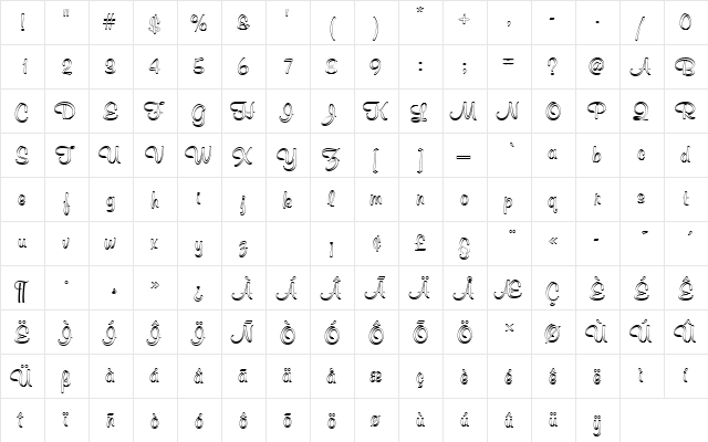 MurrayHilDOu1 Regular  glyph index