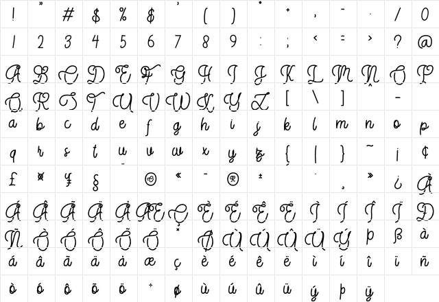 Stringlabs Regular  glyph index
