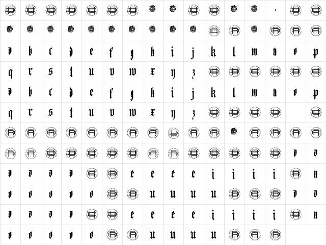 Hand of Doom Regular  glyph index