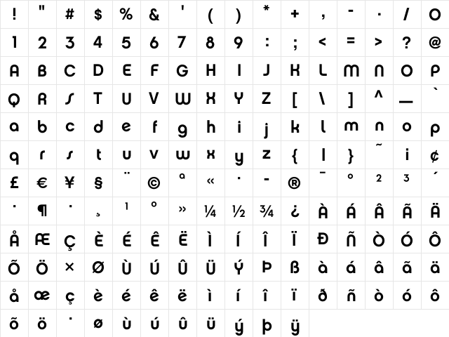 Chalet NewYorkNineteenSeventy  glyph index