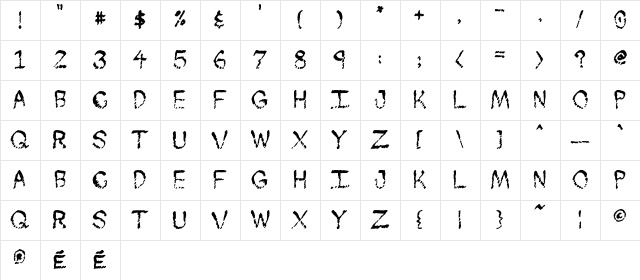 Skuntch Regular  glyph index