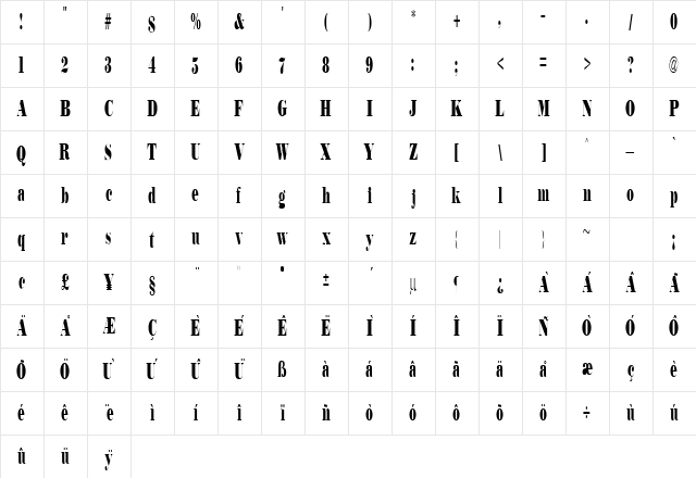 Marooned 1 Regular  glyph index