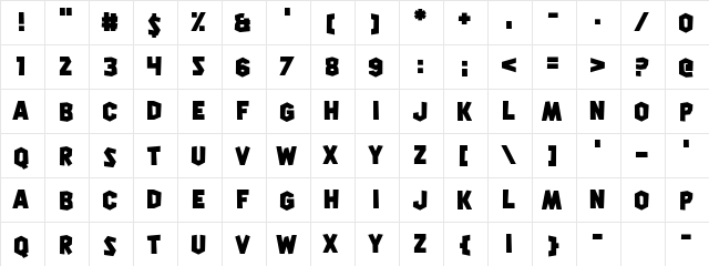 Squirk Regular  glyph index