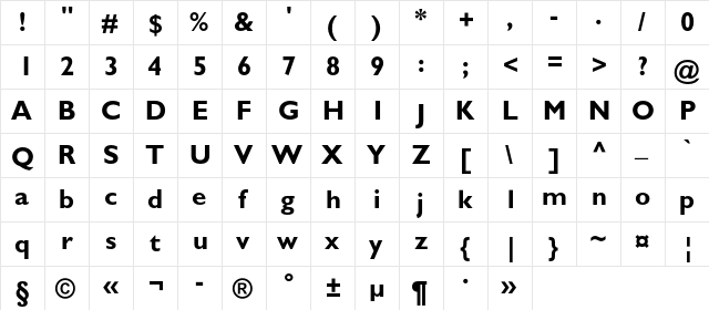 GalsC Bold  glyph index