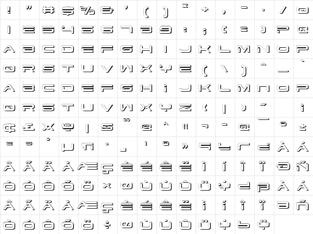 Dodger Shadow Shadow  glyph index