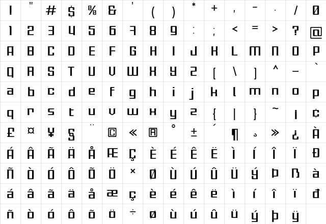 Gamlangdee Regular  glyph index