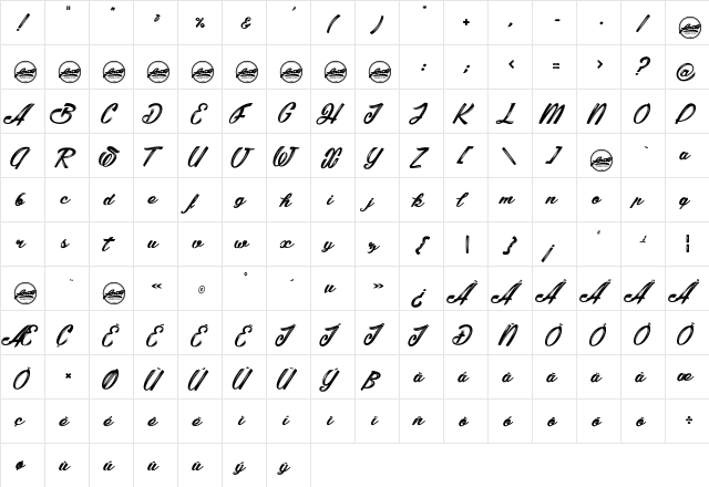 Shania&Heinz_PersonalUseOnly Regular  glyph index
