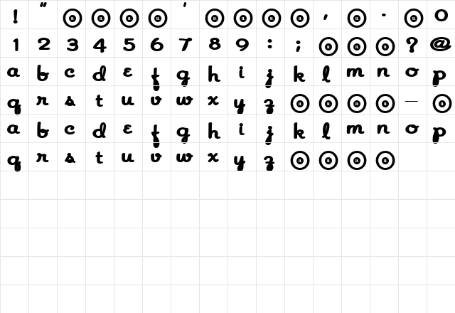 JimmyCap Regular  glyph index