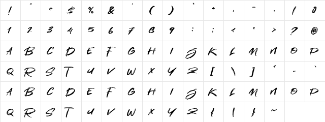 Sandiago Regular  glyph index