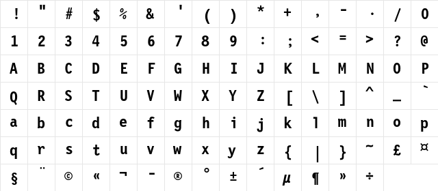 LettrGoth12C BT Bold  glyph index