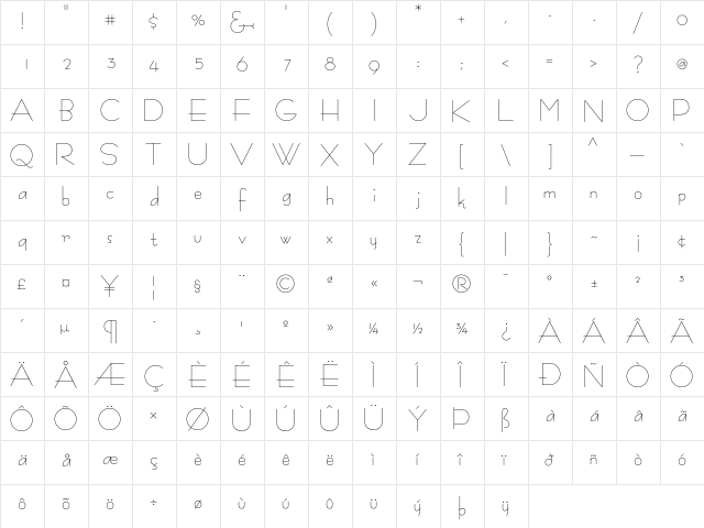 BernhardFashionICG Medium  glyph index