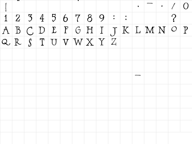 BOSSHOLE Regular  glyph index