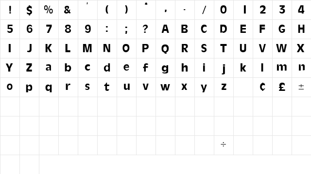 CartesSSK Regular  glyph index