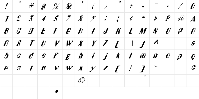 DigitalSurf Regular  glyph index