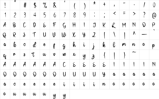 La Gonjess Regular  glyph index