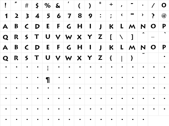 QTGreece Regular  glyph index