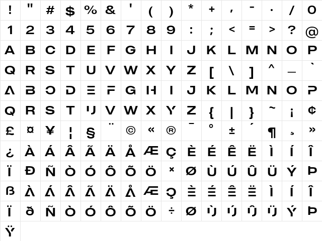 MADE Outer Sans Alt Regular  glyph index