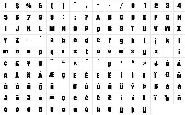 Autumn Regular  glyph index