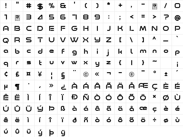 Minalis Demo Regular  glyph index