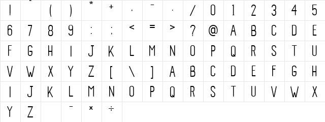 Smart Cherie Regular  glyph index
