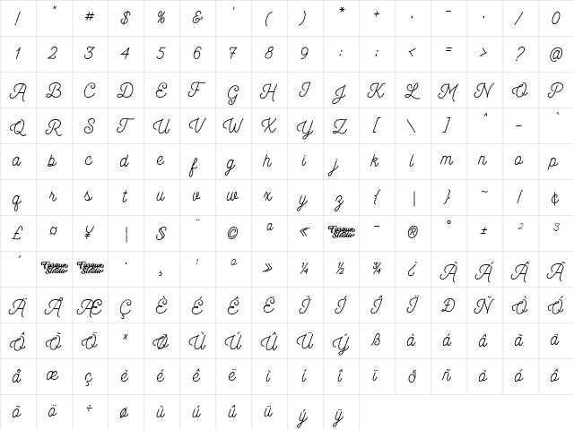 Monotage Demo Regular  glyph index