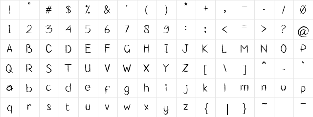 Arjuno Regular  glyph index
