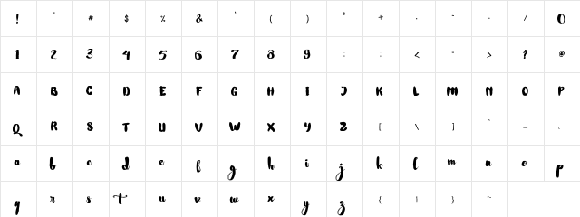 Nightamore Brush Free Font Brush Script  glyph index