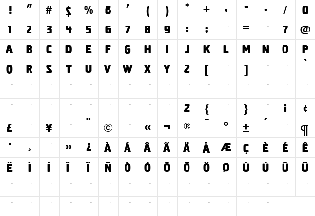 ElstonBold Roman  glyph index