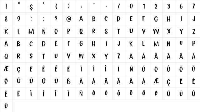 Senko Hanabi DEMO Regular  glyph index
